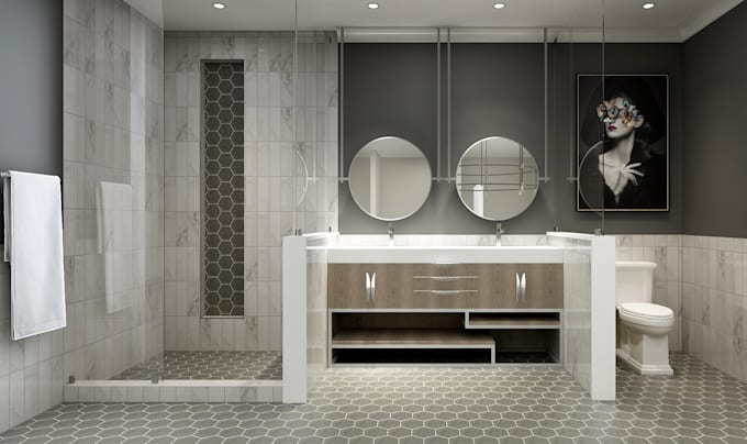 professionally render your bathroom interior design in 3d