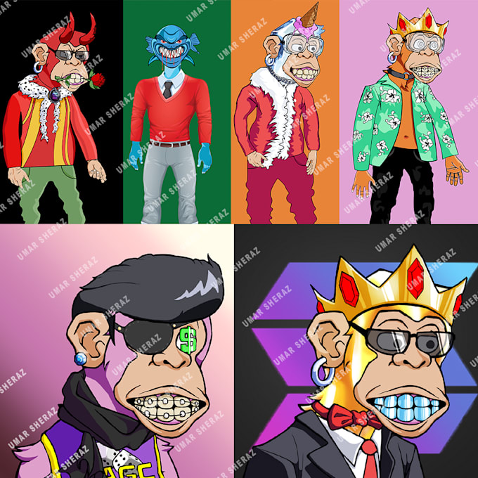 create 2d 3d vector nft illustration art collection opensea