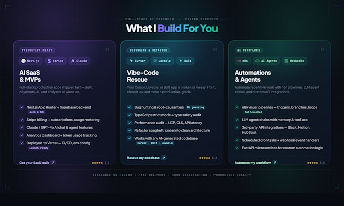 develop a custom ai saas, mvp or full stack web application