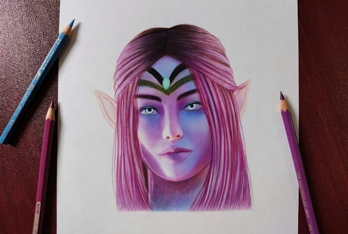 draw realistic color pencil drawing, fanart sketch