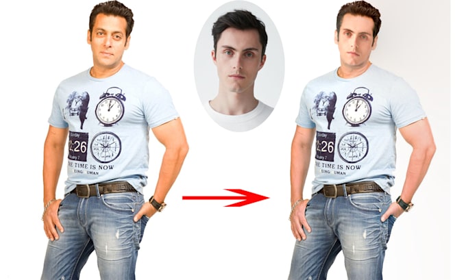 face swap or face change by photoshop
