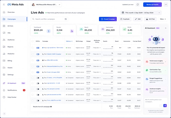 setup optimize and manage meta facebook ads and instagram ads campaign
