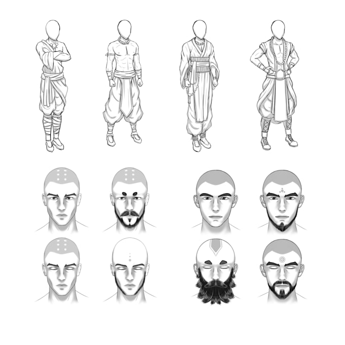 draw your character design in anime or semi realistic style
