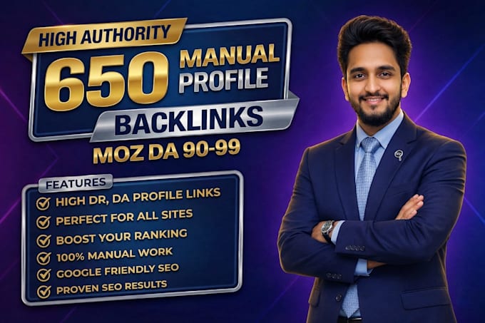 create 650 high da 90 dofollow SEO profile backlinks for manual link building