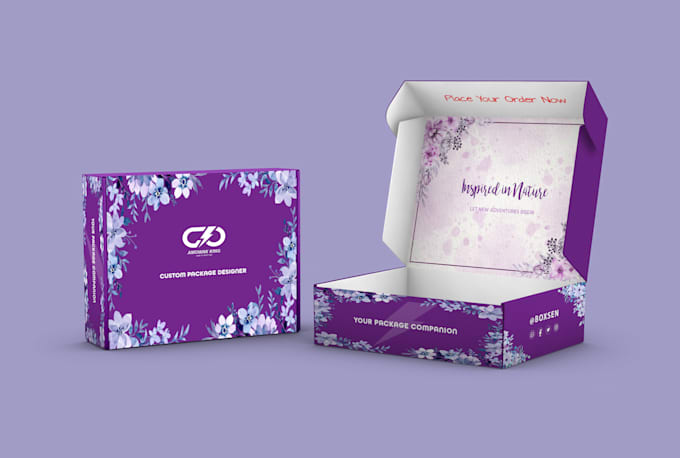 do packaging box design, mailer box, product box with mockup