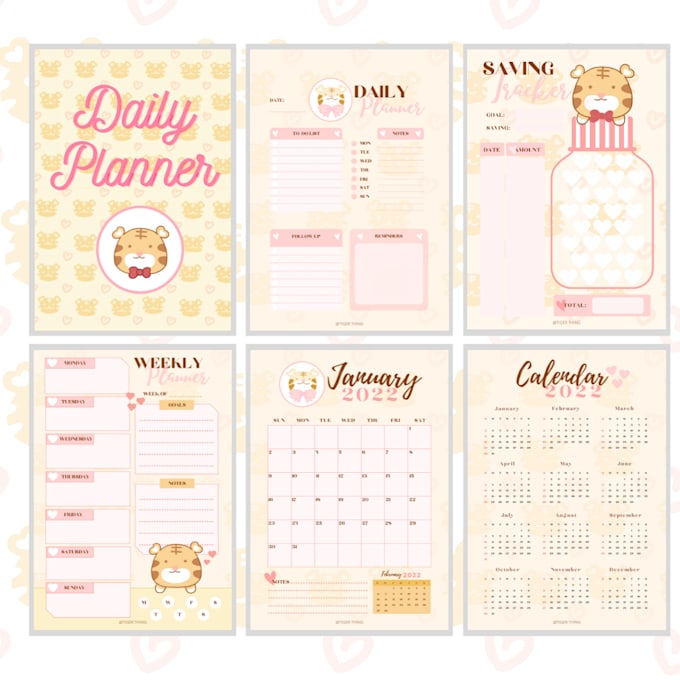 Design digital planner, printable planner, journal design by Ireneli731 ...
