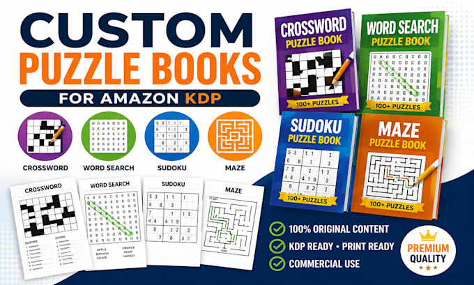 create custom crossword, word search, sudoku, and maze books for amazon k