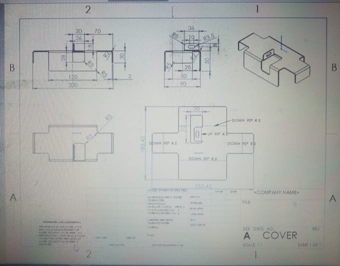 create technical drawing or draft using solidworks