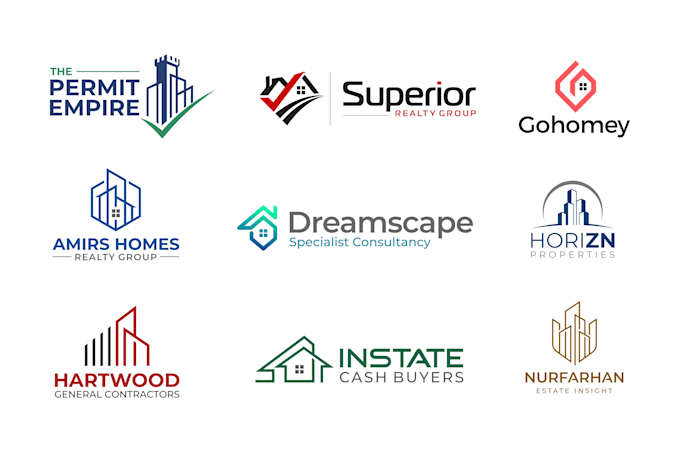 design modern real estate, construction logo