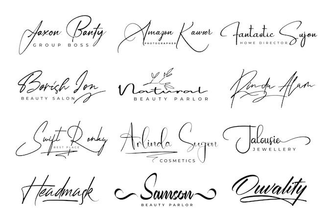 do professional handwriting, signature, scripted logo