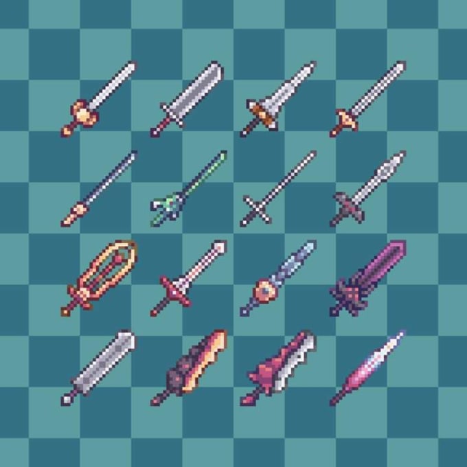 32x32 anime style weapons - #pixelart