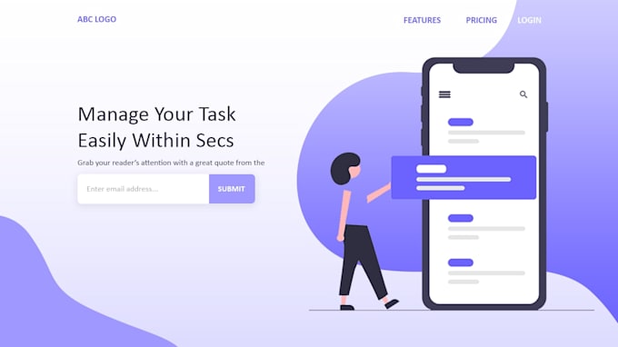 design your landing page or website using PSD