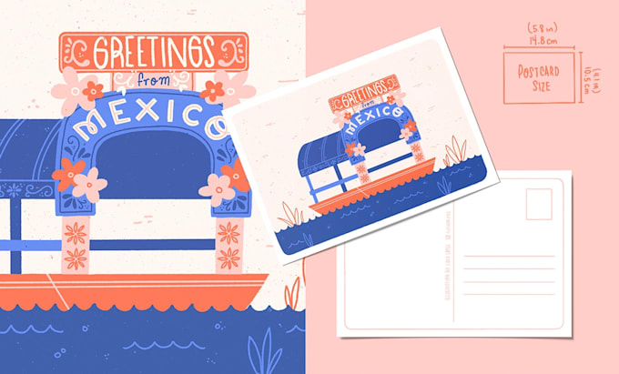 create an illustrated greeting card or postcard
