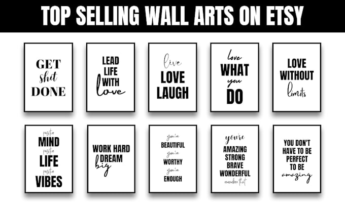 provide printable wall art bundle for your etsy shop