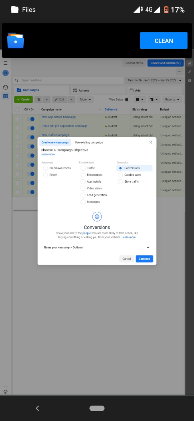 create and run facebook, instagram ads campaign