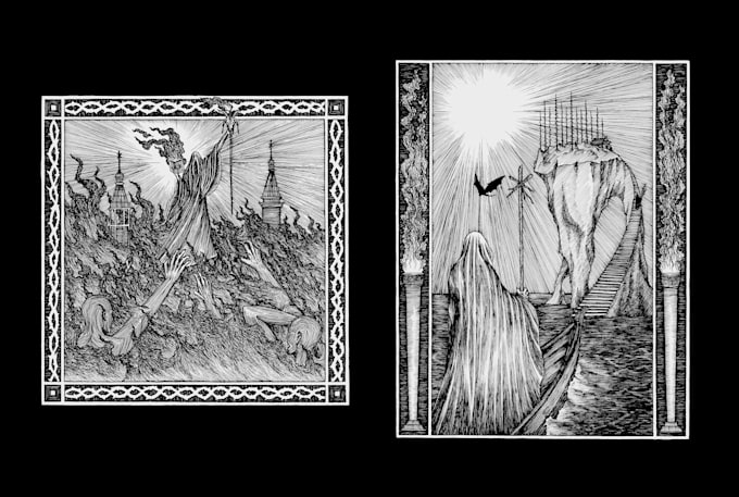 draw death or black metal frame dark horror creepy artwork