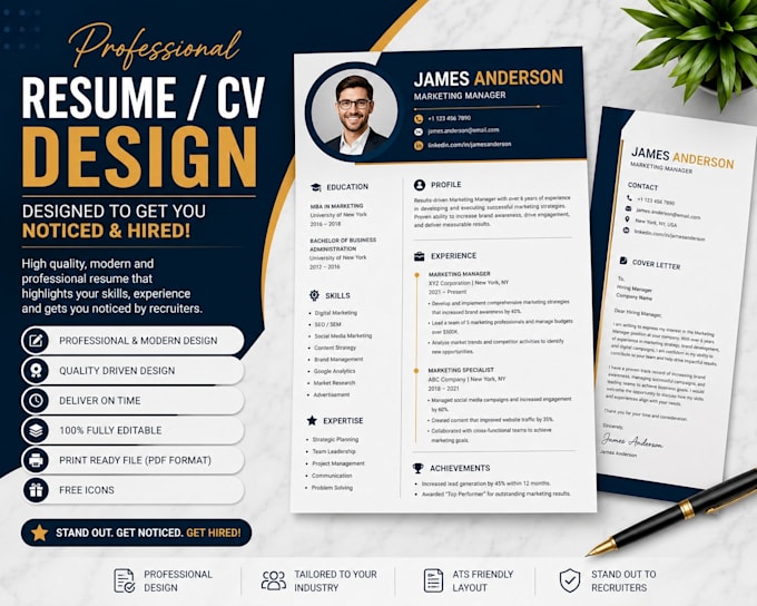 design a professional resume, CV, and cover letter