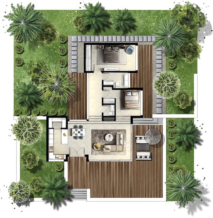 draw a 2d colored floor plan