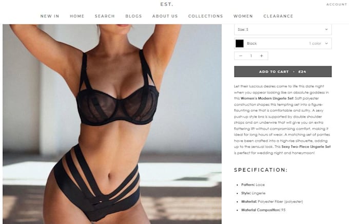 write SEO friendly and romantic lingerie descriptions