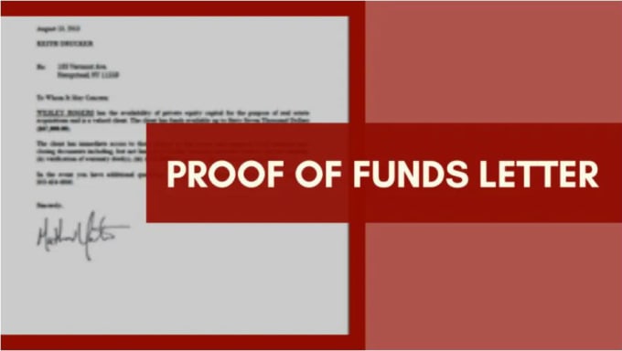 provide you a proof of funds hard money real estate funds letter