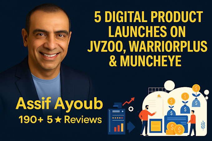 launch your 5 digital products as an expert on jvzoo, warriorplus and muncheye