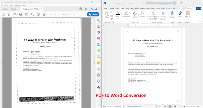 convert PDF to word, google docs, powerpoint, typing services