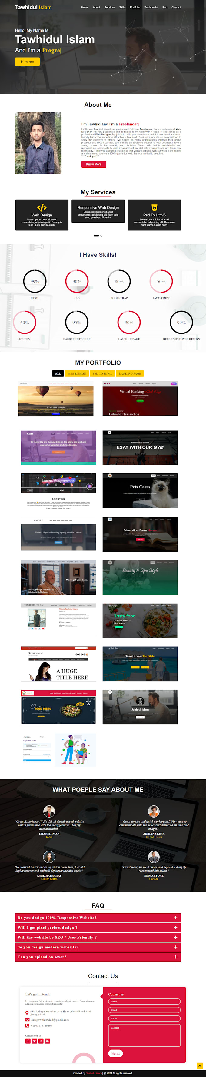 create a professional website using HTML, css, javascript