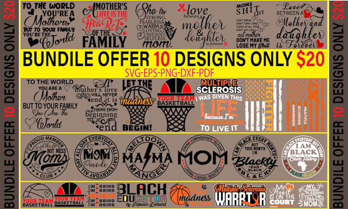 give you svg, png, pdf, dxf files t shirt designs bundle