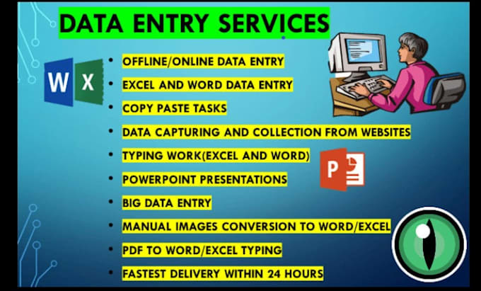 do accurate data entry, typing copy paste, excel entry  any file conversion