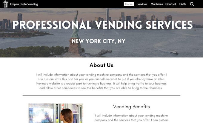 design a website for your vending machine business