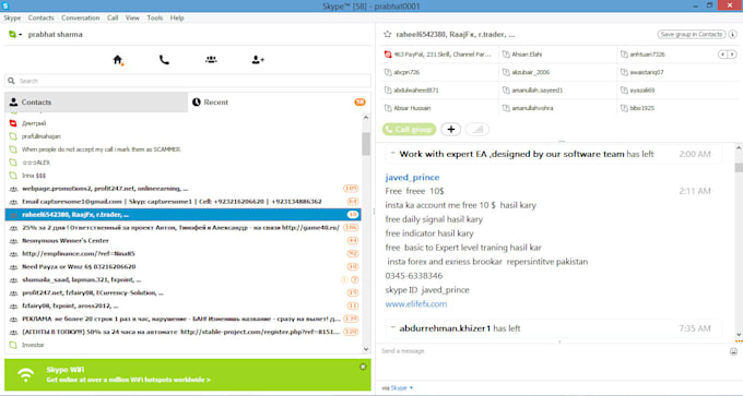 promote your message in more than 250 skype groups