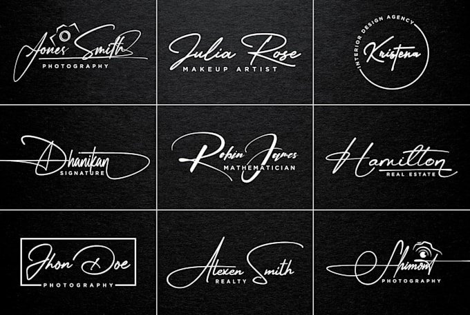 design signature handwritten photography scripted cursive logo