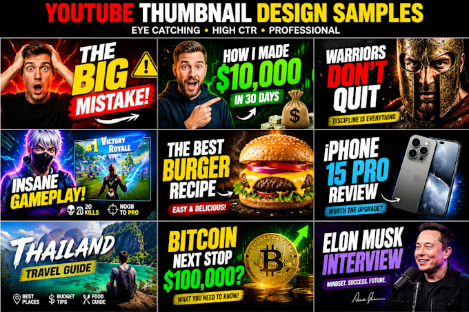 design eye catching youtube thumbnails with high CTR