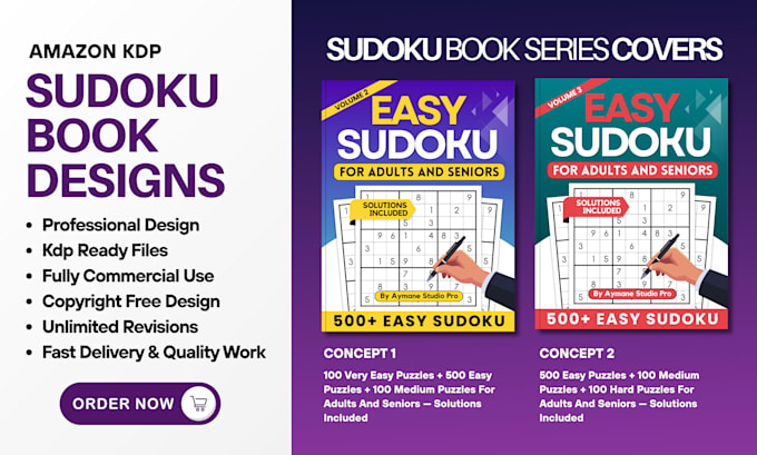 create sudoku puzzle book cover and interior for amazon KDP