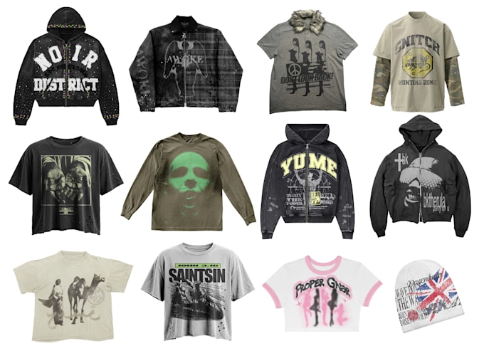 design your streetwear clothing brand in y2k,grunge,opium styles