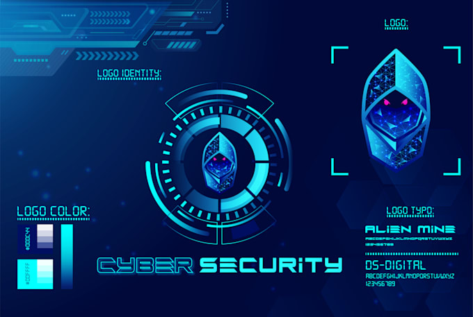 do modern website tech technology security cyber crypto app software logo design