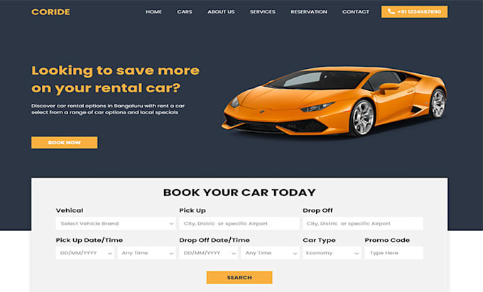 make professional car rental website