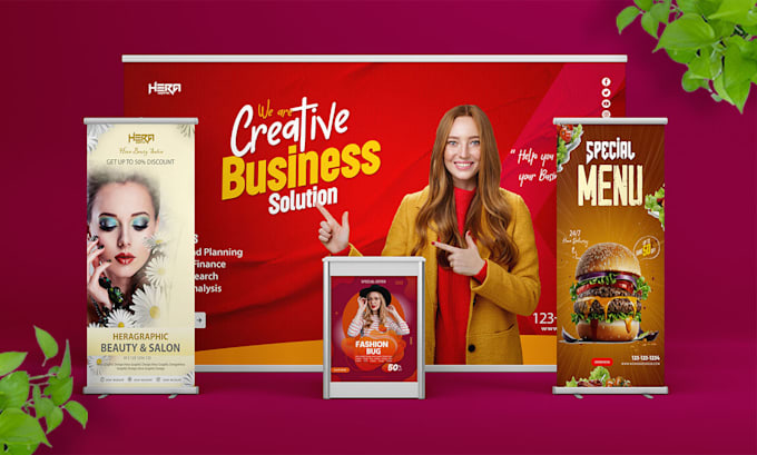 design roll up, retractable, pop up or pull up ,door hanger, rack card