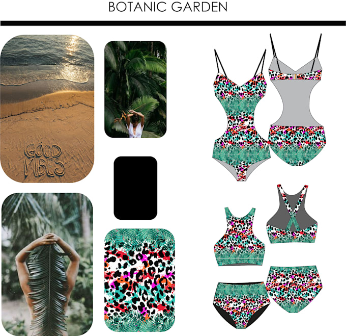 do fashion design and techpack lingerie, swimwear, seamless pattern