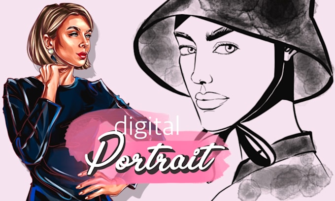 Draw a digital realistic portrait illustration from photo by ...