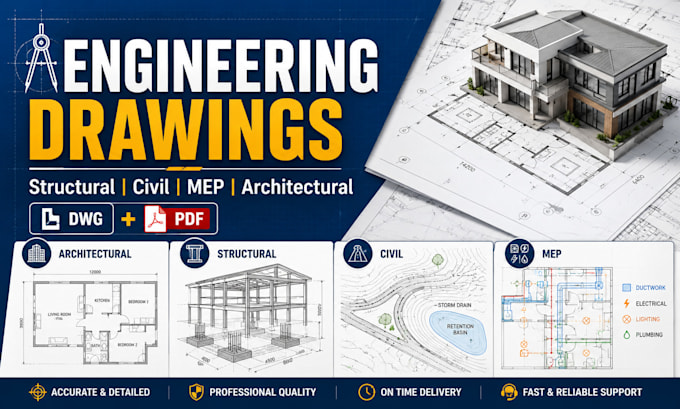 do all drawings with architectural, structural engineer civil engineer and mep