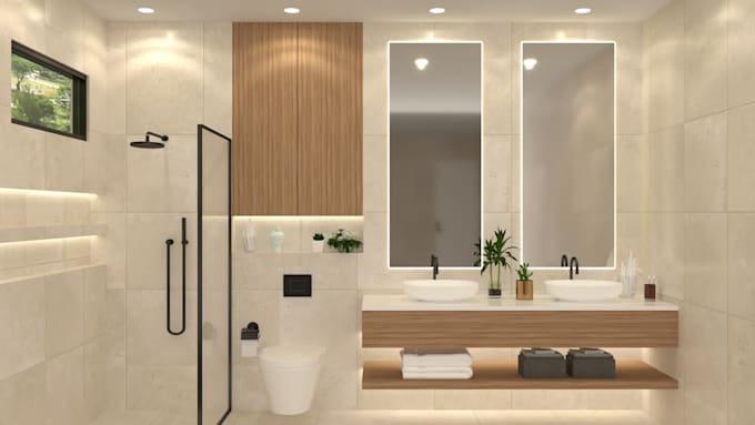 design bathroom kitchen bedroom interior 3d model rendering