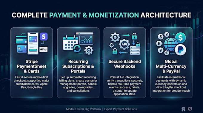 integrate stripe paypal payment gateway or subscription in app and website