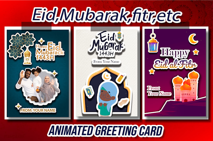 animate greeting card for eid, christmas etc for 5 dollar