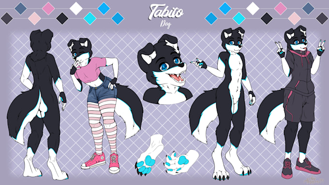 draw your furry ref sheet, fursona reference sheet or oc