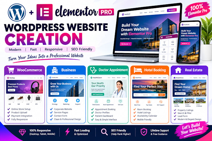 create wordpress elementor website for your business
