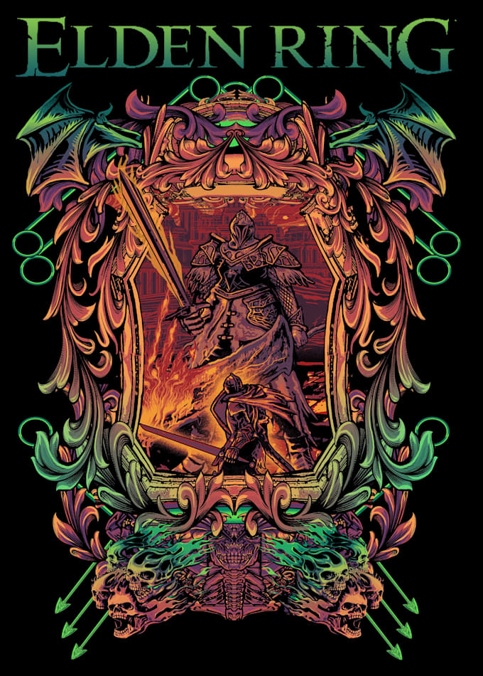 create custom pop or dark illustration for t shirt design