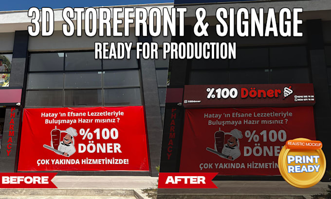 design realistic 3d signage and storefront facades