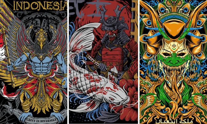 do draw illustration for t shirt design with hand draw style