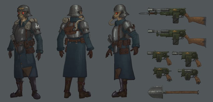 create scifi or fantasy character concept art